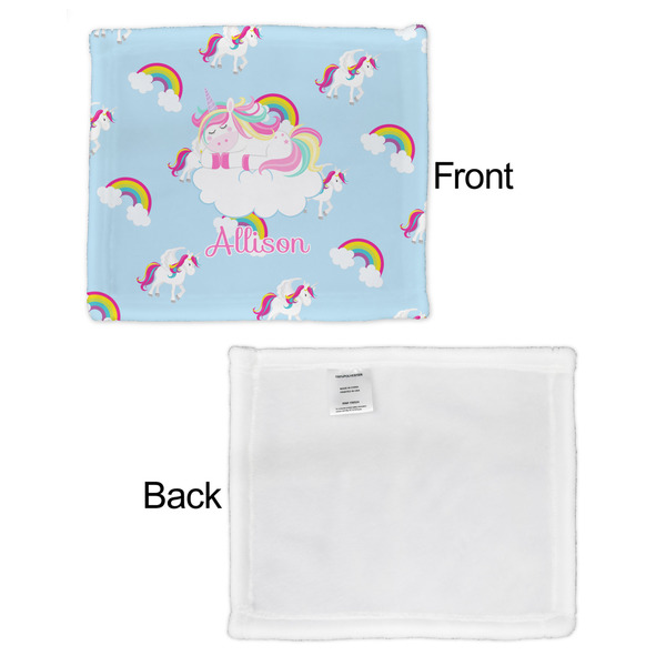 Rainbows and Unicorns Security Blanket - Front & White Back View
