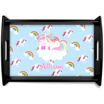Rainbows and Unicorns Black Wooden Tray - Small w/ Name or Text