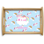 Rainbows and Unicorns Natural Wooden Tray - Small w/ Name or Text