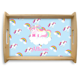 Rainbows and Unicorns Natural Wooden Tray - Small w/ Name or Text