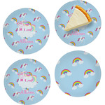Rainbows and Unicorns Set of 4 Glass Appetizer / Dessert Plate 8" (Personalized)