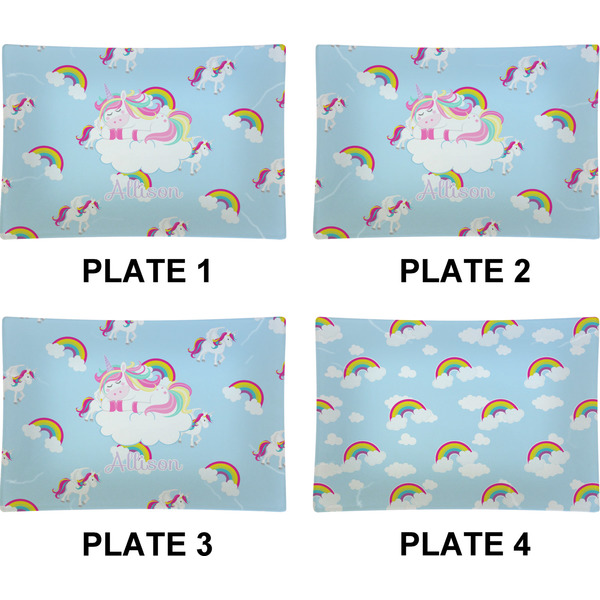Rainbows and Unicorns Set of Rectangular Appetizer / Dessert Plates (Approval)