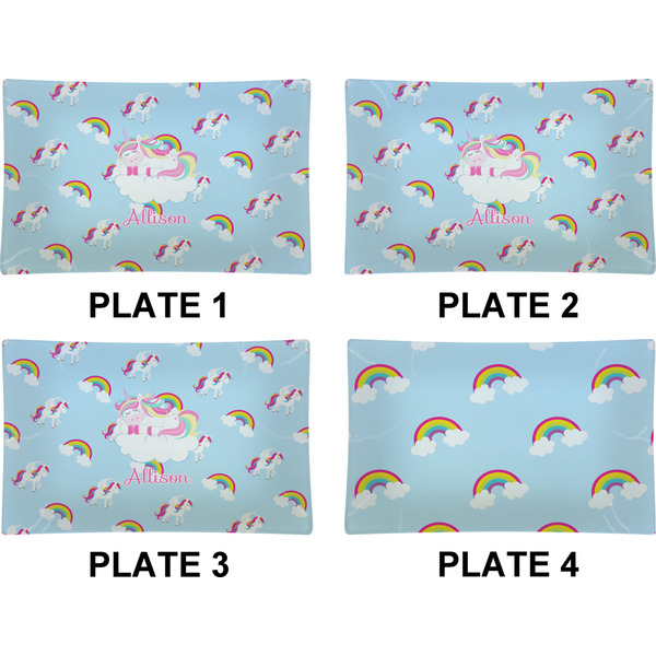 Rainbows and Unicorns Set of Rectangular Dinner Plates (Approval)