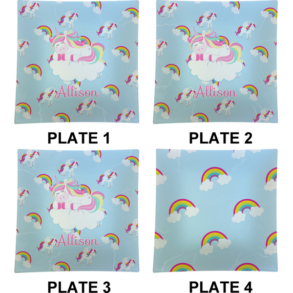 Rainbows and Unicorns Set of Square Dinner Plates (Approval)