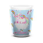 Rainbows and Unicorns Ceramic Shot Glass - 1.5 oz - White - Set of 4 (Personalized)