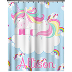 Rainbows and Unicorns Extra Long Shower Curtain - 70"x83" w/ Name or Text