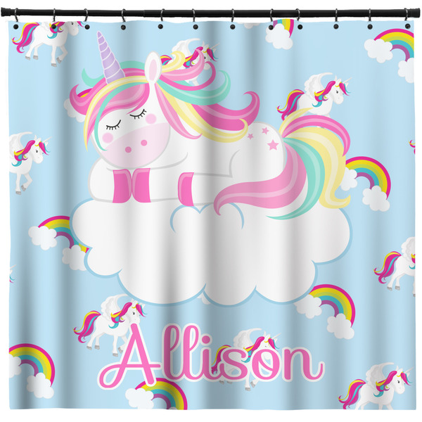 Custom Rainbows and Unicorns Shower Curtain - Custom Size w/ Name or Text
