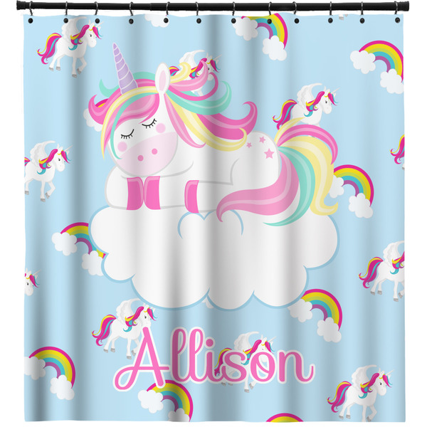 Custom Rainbows and Unicorns Shower Curtain - 71" x 74" (Personalized)