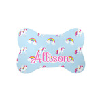 Rainbows and Unicorns Bone Shaped Dog Food Mat (Small) (Personalized)