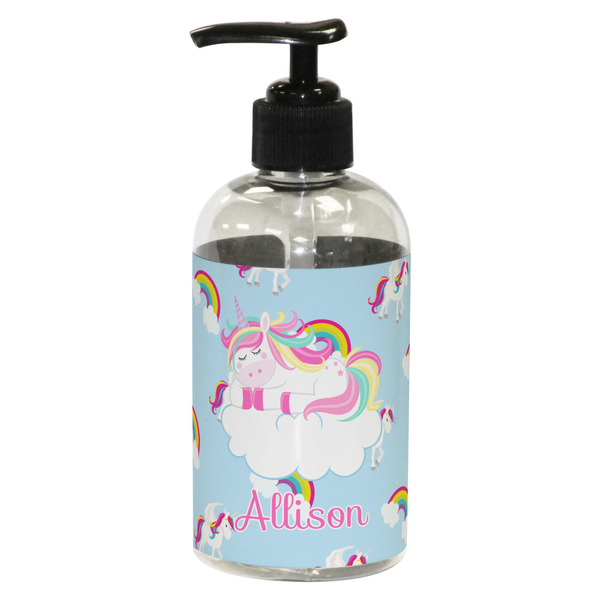 Custom Rainbows and Unicorns Plastic Soap / Lotion Dispenser (8 oz - Small - Black) (Personalized)