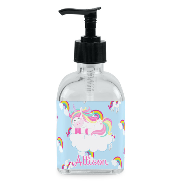 Custom Rainbows and Unicorns Glass Soap & Lotion Bottle - Single Bottle (Personalized)