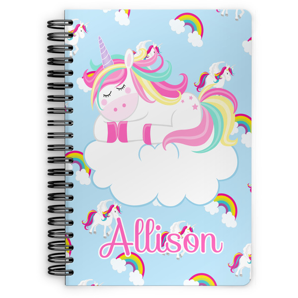 Custom Rainbows and Unicorns Spiral Notebook - 7x10 w/ Name or Text