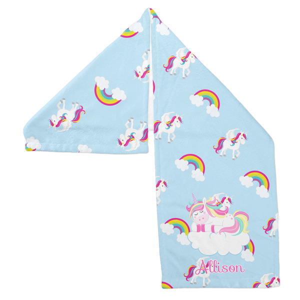 Rainbows and Unicorns Sports Towel Folded - Both Sides Showing