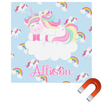Rainbows and Unicorns Square Car Magnet - 6" w/ Name or Text