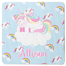 Rainbows and Unicorns Square Rubber Backed Coaster w/ Name or Text