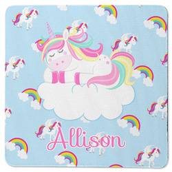 Rainbows and Unicorns Square Rubber Backed Coaster w/ Name or Text