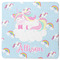 Rainbows and Unicorns Square Rubber Backed Coaster w/ Name or Text