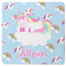 Rainbows and Unicorns Square Rubber Backed Coaster w/ Name or Text