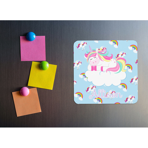 Rainbows and Unicorns Square Fridge Magnet - LIFESTYLE