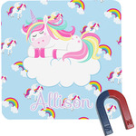 Rainbows and Unicorns Square Fridge Magnet w/ Name or Text