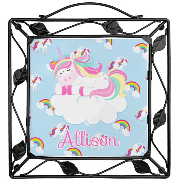 Custom Rainbows and Unicorns Square Trivet w/ Name or Text
