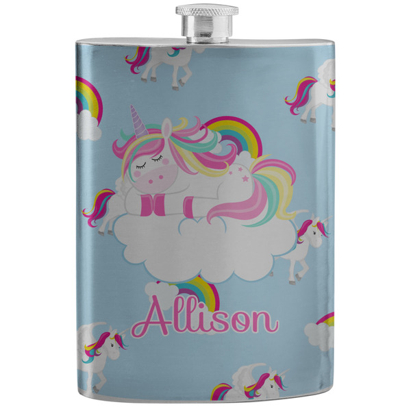 Custom Rainbows and Unicorns Stainless Steel Flask w/ Name or Text