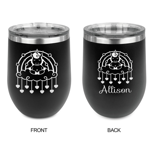 Rainbows and Unicorns Stainless Wine Tumblers - Black - Double Sided - Approval