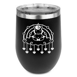 Rainbows and Unicorns Stemless Stainless Steel Wine Tumbler - Black - Double Sided (Personalized)