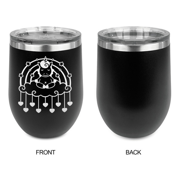 Rainbows and Unicorns Stainless Wine Tumblers - Black - Single Sided - Approval