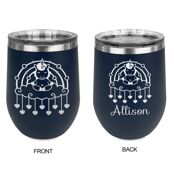Rainbows and Unicorns Stainless Wine Tumblers - Navy - Double Sided - Approval