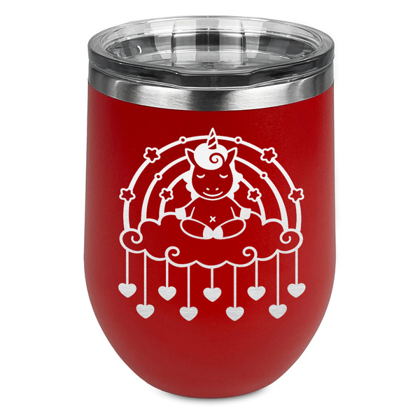Custom Rainbows and Unicorns Stemless Stainless Steel Wine Tumbler - Red - Double Sided (Personalized)