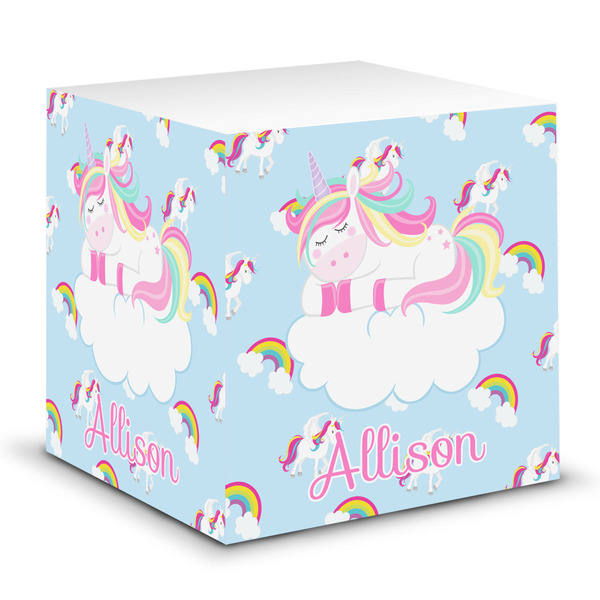 Custom Rainbows and Unicorns Sticky Note Cube w/ Name or Text