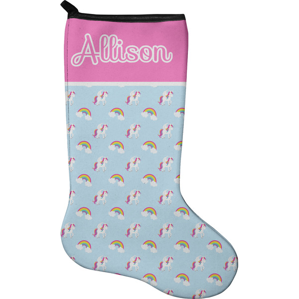 Custom Rainbows and Unicorns Holiday Stocking - Neoprene (Personalized)