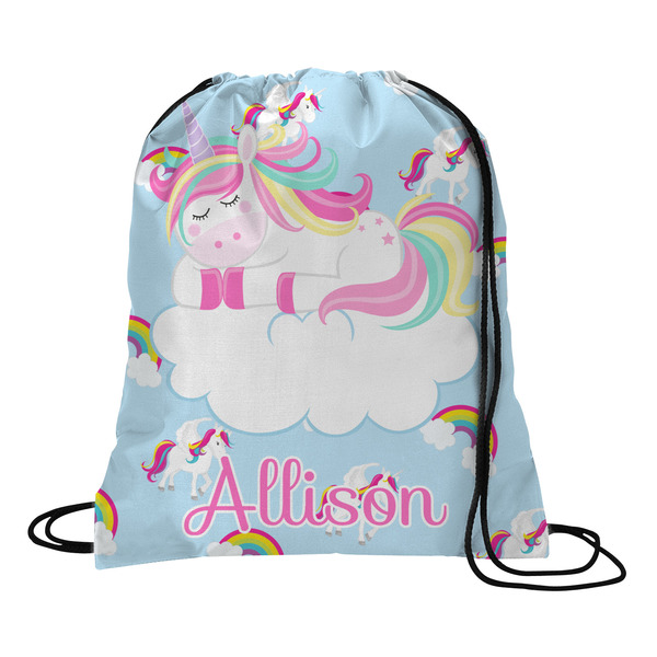 Custom Rainbows and Unicorns Drawstring Backpack - Medium w/ Name or Text