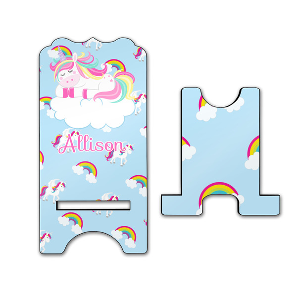 Rainbows and Unicorns Stylized Phone Stand - Front & Back - Large