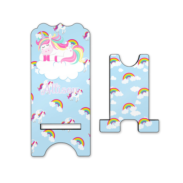 Rainbows and Unicorns Stylized Phone Stand - Front & Back - Small