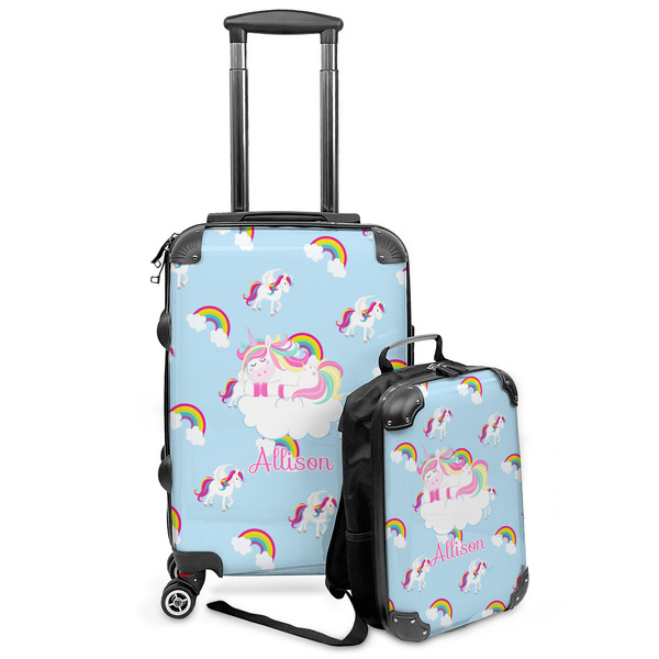 Custom Rainbows and Unicorns Kids 2-Piece Luggage Set - Suitcase & Backpack (Personalized)