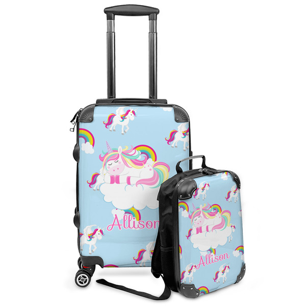 Custom Rainbows and Unicorns Kids 2-Piece Luggage Set - Suitcase & Backpack (Personalized)