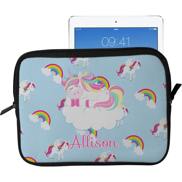 Custom Rainbows and Unicorns Tablet Case / Sleeve - Large w/ Name or Text