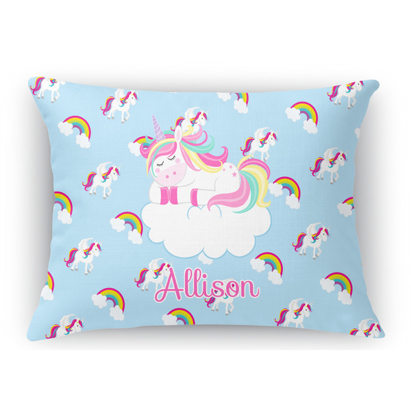 Custom Rainbows and Unicorns Rectangular Throw Pillow Case (Personalized)