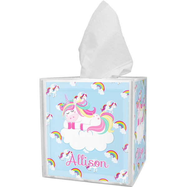 Custom Rainbows and Unicorns Tissue Box Cover w/ Name or Text