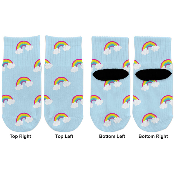 Rainbows and Unicorns Toddler Ankle Socks - Double Pair - Front and Back - Apvl