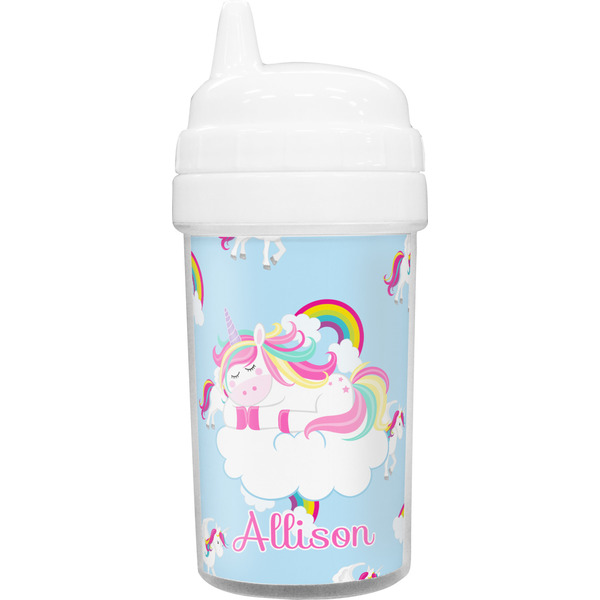 Custom Rainbows and Unicorns Toddler Sippy Cup (Personalized)