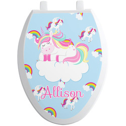 Rainbows and Unicorns Toilet Seat Decal - Elongated (Personalized)