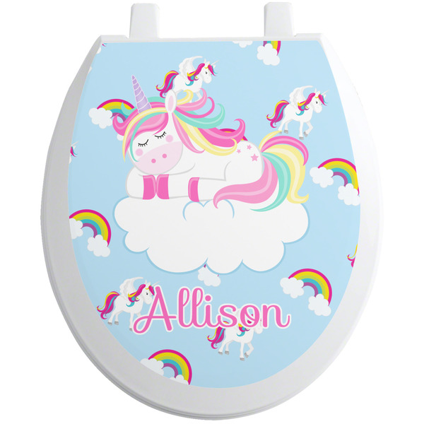 Custom Rainbows and Unicorns Toilet Seat Decal (Personalized)