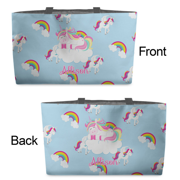 Rainbows and Unicorns Tote w/Black Handles - Front & Back Views