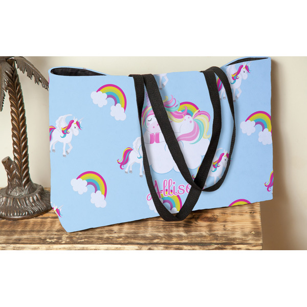 Rainbows and Unicorns Tote w/Black Handles - Lifestyle View