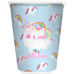 Rainbows and Unicorns Waste Basket - Double Sided (White) w/ Name or Text
