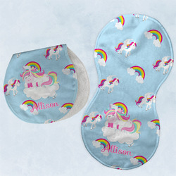 Rainbows and Unicorns Burp Pads - Velour - Set of 2 w/ Name or Text