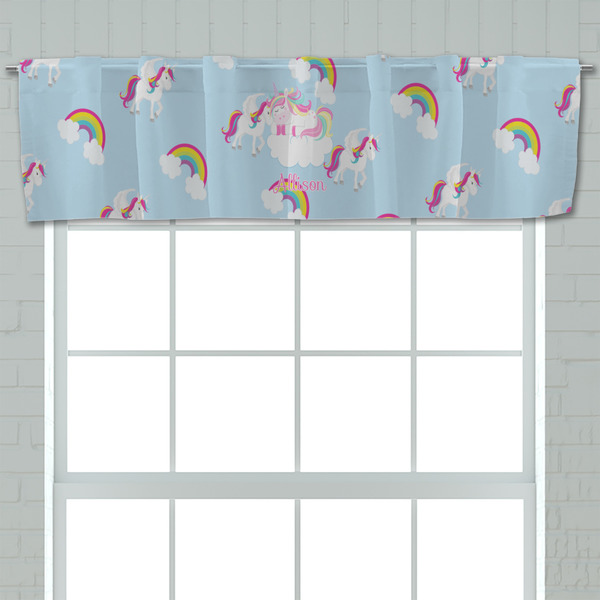 Rainbows and Unicorns Valance - Closeup on window